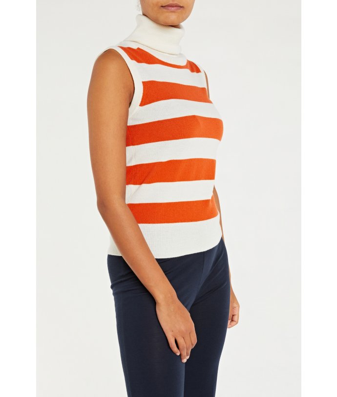 Dámský Merino svetr s kašmírem bez rukávů s roláčkem Gullhol Vest